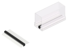 Pin header, 20 pole, pitch 1.27 mm, straight, black, SLVW3SMD04820ZSM