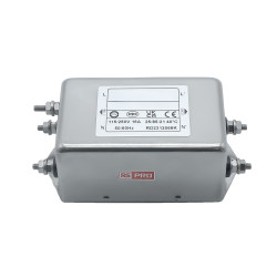 Filtr sieciowy 16A 1-fazowy 220kΩ 115/250 V AC 50 → 60Hz 2 x 2,5 mH RS PRO Montaż w obudowie