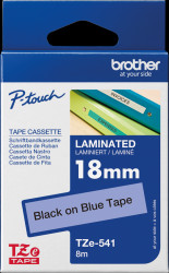TZE-541 Laminated labelling tape, black on blue, 18 mm