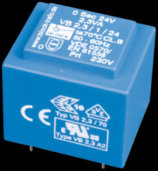 VB 2,3/2/6 Transformer 2.3 VA, 2 x 6 V, 2 x 192 mA