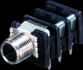 6.35 mm jack panel socket, 3 pole (stereo), PCB connection, PA, NRJ6HM-1-PRE
