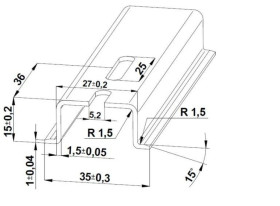 Szyna TS 35x15 ocynk (perforowana 5,2x25mm) - 2000 mm (za szt.)