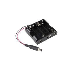 KOSZYK BATERII POJEMNIK 4x AA Z WTYKIEM 2,1/5,5 DC PŁASKI 4xR6