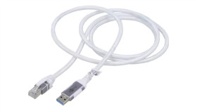Goobay-74166 Kabel Usb 3.1 Rj45 Wtyk, Usb C Wtyk Niklowany 1,5M Biały Pvc