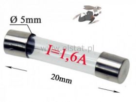 1,6A bezpiecznik szklany szybki 5x20mm