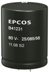 Electrolytic capacitor, 22000 µF, 25 V (DC), ±20 %, radial, pitch 10 mm, Ø 30 mm, B41231A5229M000