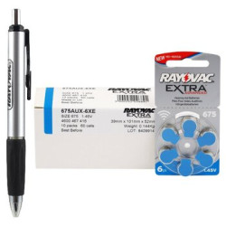 60 x baterie do aparatów słuchowych Rayovac Extra Advanced 675 + magnetyczny chwytak do baterii Rayovac