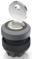 Key switch, unlit, latching, waistband round, 1 x 90°, trigger position 0, mounting Ø 22.3 mm, 1.30.245.301/0800
