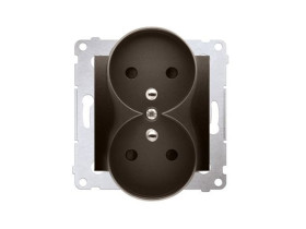 SIMON 54 NATURE Gniazdo podwójne wtyczkowe z uziemieniem z przesłonami do ramek NATURE (moduł) zaciski śrubowe brąz mat DGZ2MZN.