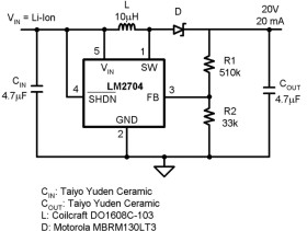 Micropower Step-up DC/DC Converter with 550mA Peak Current Limit