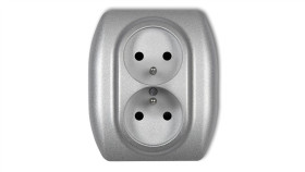 Trend Gniazdo Podwójne Z/U Srebrny Metalik 7Gp-2Zp