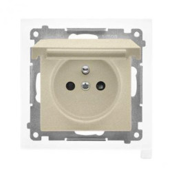 Simon 55 Gniazdo do wersji IP44 z uszczelką (moduł), szybkozłącza. Klapka w kolorze pokrywy Szampański mat TGZ1BCZ.01/144