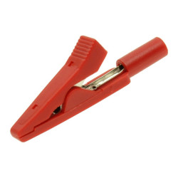 KROKODYL - GNIAZDO 2mm - KROKODYLEK CZERWONY IZOLOWANY