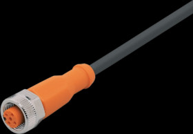 Sensor actuator cable, M12 cable socket, straight, A to open end, 5 pole, 1 m, PUR, black, 4 A, EVC471