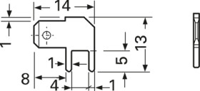 Faston plug, 4.8 x 0.8 mm, L 14 mm, uninsulated, angled, 72842