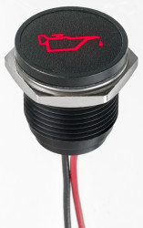 Lampka kontrolna do montażu panelowego 12V dc, czerwona 16mm LED Czarny Wyprowadzenia APEM