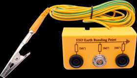 1903EC063 ESD earthing box 2x banana socket, 1x push-button 10 mm, 3-m con