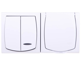 MADERA Łącznik hermetyczny świecznikowy z podświetleniem + gniazdo hermetyczne pojedyncze z/u z klapką biały ZH-NŁ2SG/00/w