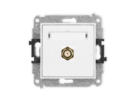 MINI Mechanizm gniazda antenowego pojedynczego typu F (SAT) pozłacany biały mat 25MGF-1.1 KARLIK