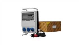 Rozdzielnica Budowlana Na Stojaku Z Kablem I Licznikiem Zużycia Energii...