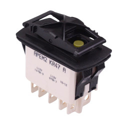 KR47CAKFFG (On)-Off-(On) Auto Rocker Switch Yellow 12V illuminated DPDT IP68