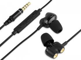 Słuchawki douszne z mikrofonem gold czarne Blow