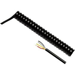 PUR spiral cord 3 G 1.5 mm², unshielded, black, L 2000/8000 mm, 84927