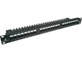 Patch panel UTP kat.6, 24 porty LSA z półką 1U PK001