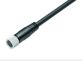 Sensor actuator cable, M8-cable socket, straight to open end, 3 pole, 2 m, PUR, black, 4 A, 79 3506 52 03