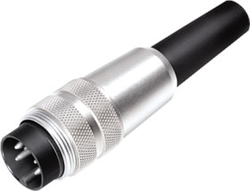 Plug, 2 pole, solder cup, screw locking, straight, 09 0301 00 02