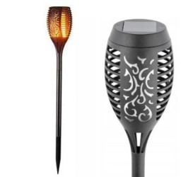 Lampa solarna LED 1,2W 30lm ogrodowa pochodnia, efekt płomienia, wbijana 51cm IP44