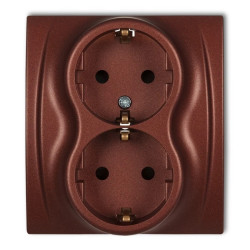 LOGO Gniazdo podwójne z/u SCHUKO brązowy metalik 9LGP-2sp