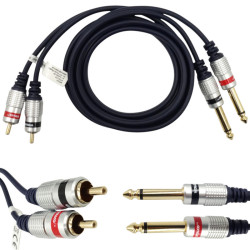 Kabel Jack 2x6,3 Wt.-Wt. 2xRCA 1m MK50 Vitalco