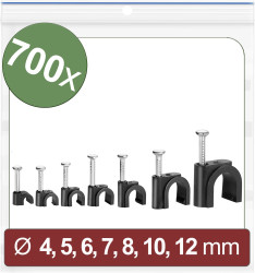 Quadrios 24CA438 Haczyki z tworzywa sztucznego 24CA438 Zakres średnicy wiązki 2 do 12 mm czarny 700 szt.