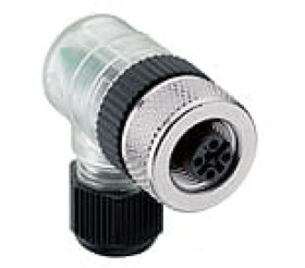 Złącze do samokonfekcjonowania M12 żeńskie kątowe 4-polowe z gwintowanym złączem z diodą LED RKCW/LED 4/9