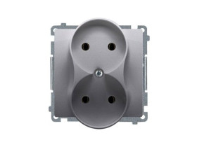 SIMON BASIC Gniazdo podwójne bez uziemienia (moduł) 16A 250V zaciski śrubowe stal inox BMG2M.01/21 KONTAKT SIMON