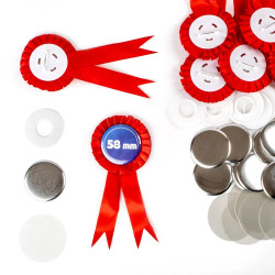 Kotylion z przypinką 58mm czerwony – zestaw 50 szt.
