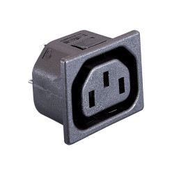 Bulgin PX0695/15/63 IEC Socket Panel Mount 1.5mm Snap Fit 250V 10A 6.3mm