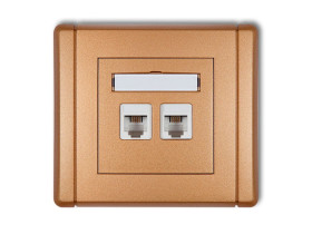 FLEXI Gniazdo telefoniczne podwójne 2xRJ11 4-stykowe beznarzędziowe złoty metalik 8FGT-2 KARLIK