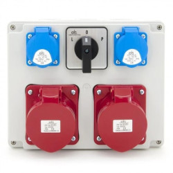 Rozdzielnica budowlana 2*32A/5P + 2*GS 230V + wyłącznik L-0-P, N202LP