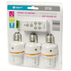 Oprawy żarówki E27 sterow. pil. gniazdo 3x bezprzewodowe + pilot