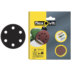 Flexovit 63642526394 Hook &amp; Loop Sanding Discs 150mm Coarse 50G - Pack Of 6