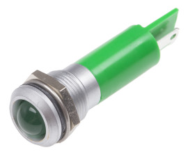 Lampka kontrolna do montażu panelowego 230V ac, zielona 12mm LED Chrom RS PRO