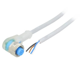 Przewód przyłączeniowy M12 PIN 4 kątowe 2m wtyk 4A -30÷80C YI2A14-020VB3XLEAX