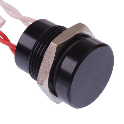 PBAR11F2000 APEM Latching 16mm Black Piezo Switch Prewired IP68 SPST