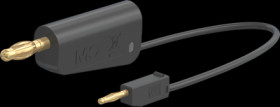 Measuring lead with (2 mm lamella plug, straight) to (4 mm lamella plug, straight), 0.07 m, black, PVC, 0.5 mm², 64.1060-00721