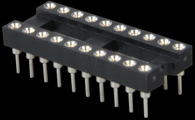 IC socket, 20-pin, super flat, turned, gold-plated