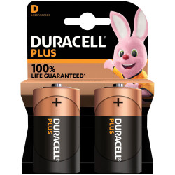 Duracell Plus MN1300B2 D Alkaline Batteries - Pack of 2