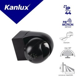 Czujnik ruchu PIR ALER MINI-B/B 800VA max 6,5m 140/45 st. IP44 IIkl. ścienny czarny 23456