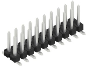 Pin header, 20 pole, pitch 2.54 mm, angled, black, SLLP6SMD06620ZPS